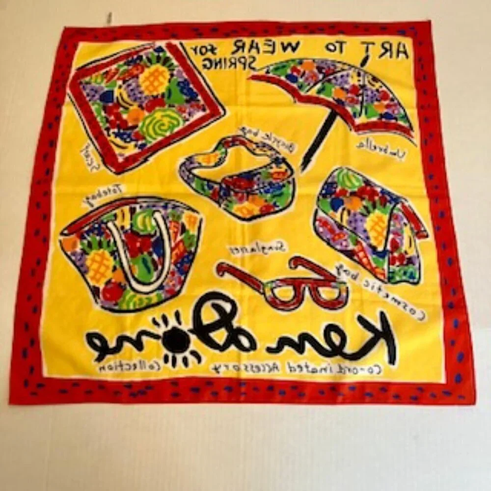 Ken Done 1980's Art to Wear for Spring square scarf